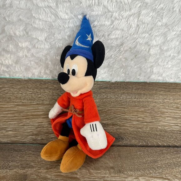 Disney Mickey Mouse Sorcerers Apprentice Plush Toy 10" Red Robe & Blue Hat Colle - Picture 2 of 7